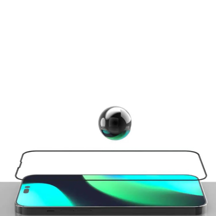 ديفيا فان سيريز شاشة كاملة سيليكون حافة زجاج مقوى مرتين لأيفون 14 برو ماكس - أسود