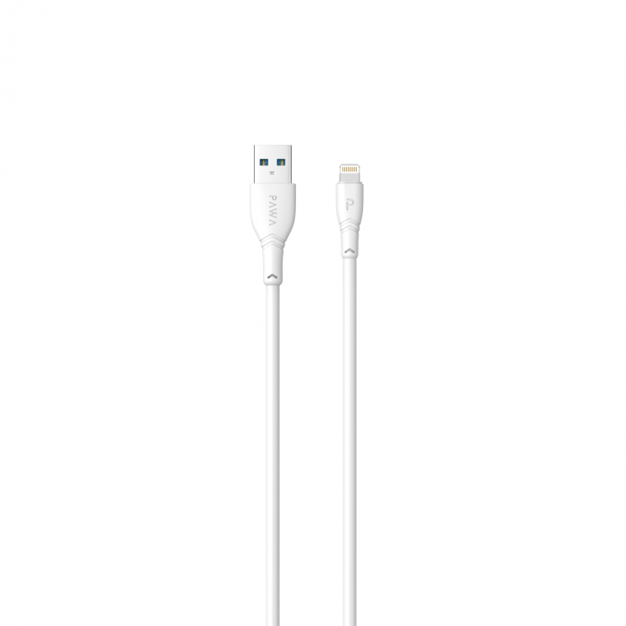 Pawa Solid Travel Charger Dual USB Port 2.4A With Lightning Cable-White