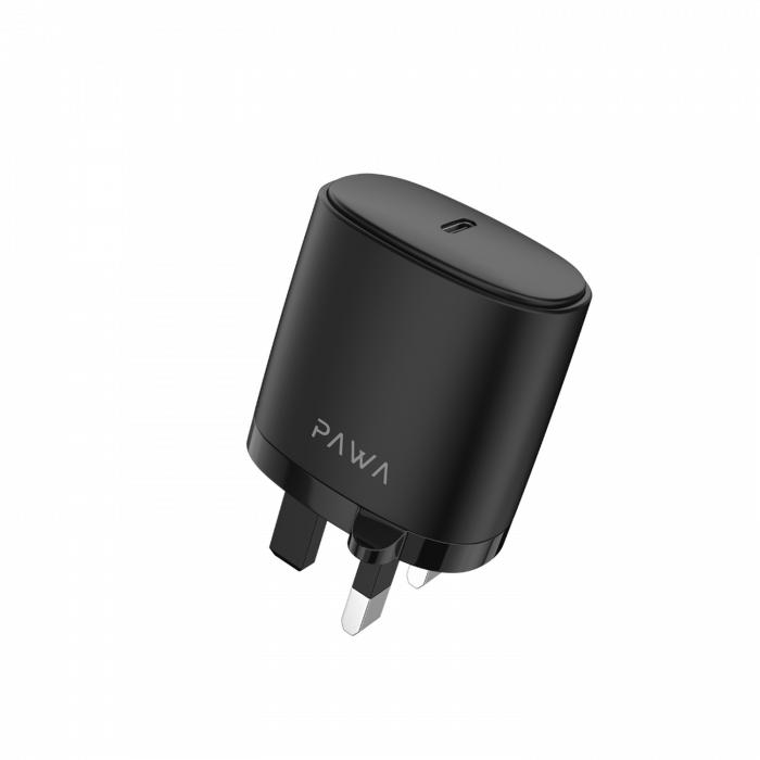 Pawa Solid Travel Charger Single PD 20W With Type-C to Lightning Cable - Black