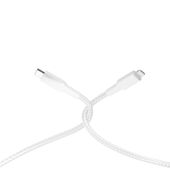 Powerology Braided USB-C To Lightning Cable PD 60W 2M - White