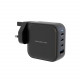Powerology 100W 3 Port PD and 1 QC3.0 GaN Wall Charger - Black