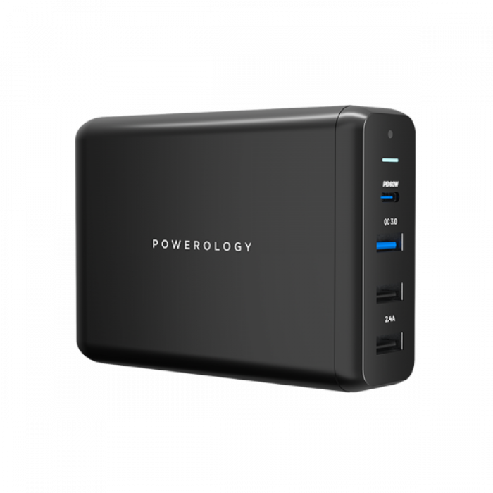 Powerology 4-Port Quick Charge Power Terminal 1 PD and 3 USB - Total 75W