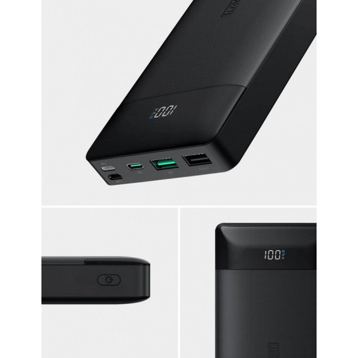 PD Pioneer 20000mAh 18W Portable Charger 3-Port Power Bank – Black